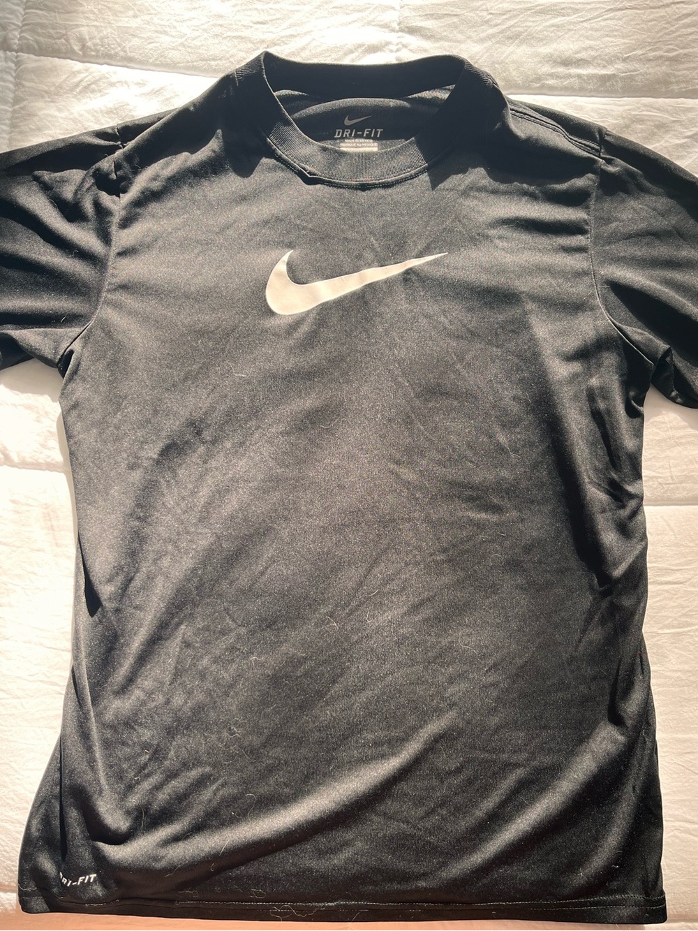 Nike Black Short Sleeve Dri-FIT Tee with White Swoosh